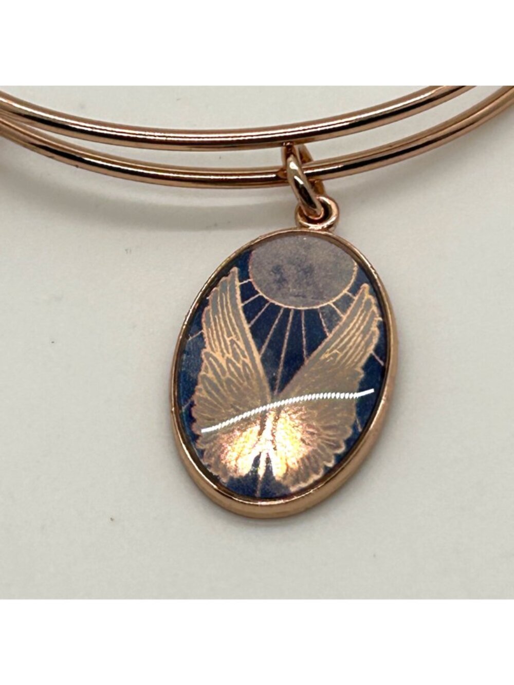 Alex And Ani Guardian Angel Wings Charm Bangle Bracelet Rose Gold Tone - Picture 2 of 11